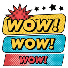 Obraz premium Pop Art WOW! Text Banners Set