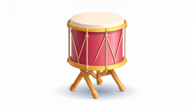 3D illustration of a pink drum on a wooden stand with an inset of green shamrocks.
