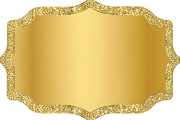 Ornate golden crest with sparkling glitter border and gradient fill isolated on transparent background