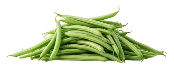Pile of fresh green beans isolated on transparent background