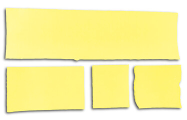 Ripped Yellow Sticky Notes Set with Copy Space and Tattered Edges