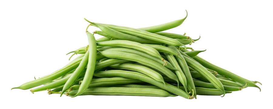 Pile of fresh green beans isolated on transparent background