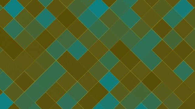 Abstract pixel-style pattern made of soft glowing green blocks in motion Geometric animation of olive green and teal square tiles shifting in seamless digital loop