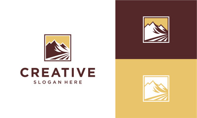 mountain and river vector logo