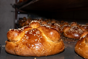 Mexican pan de muerto baking for day of the dead