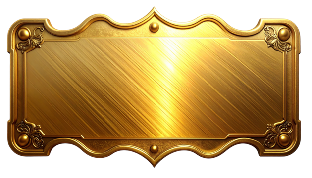 golden shiny blank metal nameplate isolated on white and transparent, background - Powered by Adobe