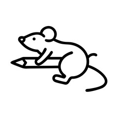 A cute mouse riding a pencil