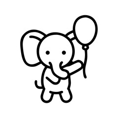Cute elephant holding balloon for kids