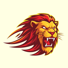 Fierce Sports Logo with Lion Mascot and Fiery Gradient Colors