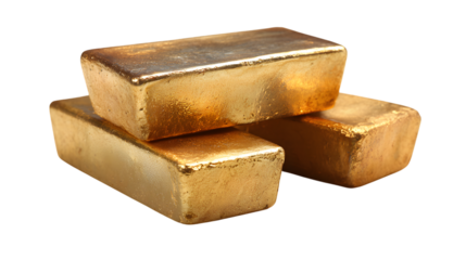 Three shiny gold bars stacked on a black background