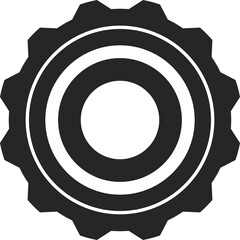 Black Gear Cogwheel Symbol With Concentric Rings And Serrated Edges On Transparent Background Graphic Element