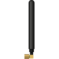 Black Antenna With Gold Connector And Transparent Background