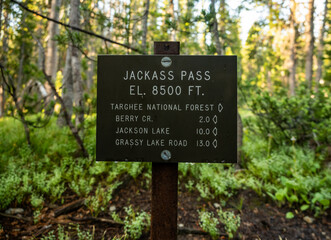 Jackass Pass Trail Marker In Remote Northern Grand Teton
