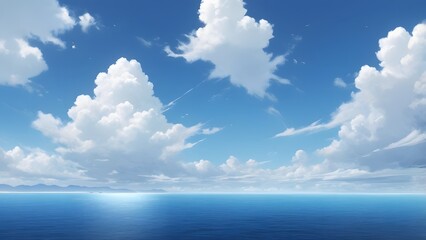 Serene Seascape Tranquil Blue Ocean Under a Cloudy Sky