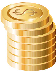 Golden Coin Decorative PNG 