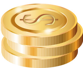 Golden Coin Decorative PNG 