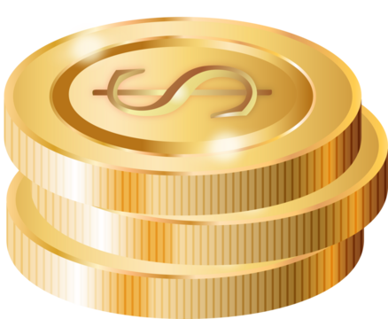 Golden Coin Decorative PNG 