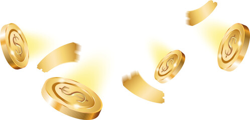 Golden Coin Decorative PNG 