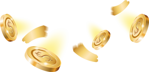 Golden Coin Decorative PNG 