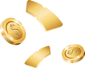 Golden Coin Decorative PNG 