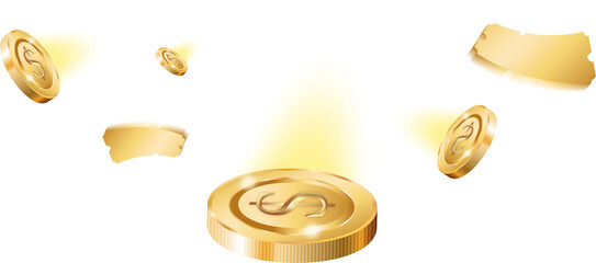 Golden Coin Decorative PNG 