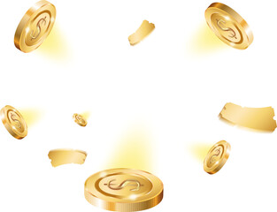 Golden Coin Decorative PNG 