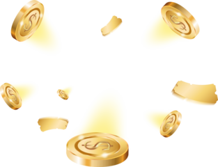 Golden Coin Decorative PNG 