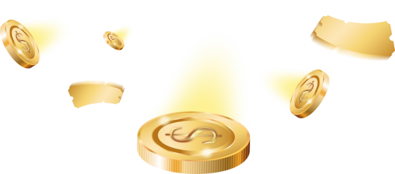 Golden Coin Decorative PNG 