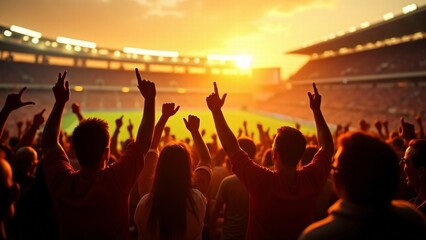 Crowd Cheers At Stadium Sunset Event