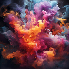 Vibrant Pink and Blue Smoke Collision: Abstract Dynamic Color Clouds against a Dark Background for Energy, Contrast, and Artistic Expression