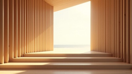 Minimalist Wooden Interior Design With Sea View