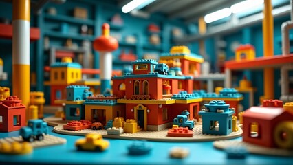 Toy Building Block Cityscape Arrangement