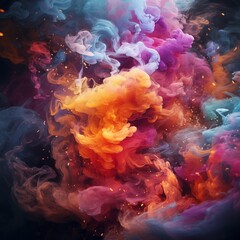 Vibrant Pink and Blue Smoke Collision: Abstract Dynamic Color Clouds against a Dark Background for Energy, Contrast, and Artistic Expression