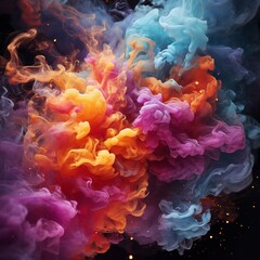 Vibrant Pink and Blue Smoke Collision: Abstract Dynamic Color Clouds against a Dark Background for Energy, Contrast, and Artistic Expression