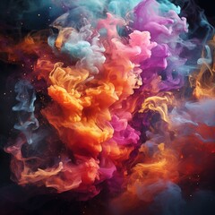 Vibrant Pink and Blue Smoke Collision: Abstract Dynamic Color Clouds against a Dark Background for Energy, Contrast, and Artistic Expression