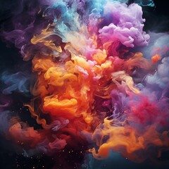 Vibrant Pink and Blue Smoke Collision: Abstract Dynamic Color Clouds against a Dark Background for Energy, Contrast, and Artistic Expression