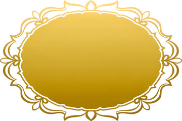 Ornate golden circular frame with decorative flourishes and a blank center for text or images isolated on transparent background