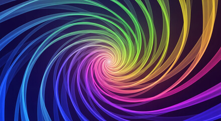 Colorful light vortex creating abstract rainbow spiral