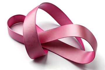 breast cancer awareness month, waving ribbon isolated with clipping path on white background. mother and world cancer day concept