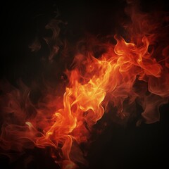 Vibrant Fire and Smoke Abstract: Dynamic Red and Orange Flames Flowing Against a Dark Background, Representing Power, Heat, and Dramatic Energy