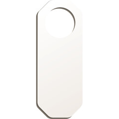 Blank White Door Hanger Tag With Circular Hole and Drop Shadow Isolated on Transparent Background Clean Minimalist Design Object