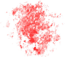 Red paint splatter isolated on transparent background, hand drawn with a crayon effect