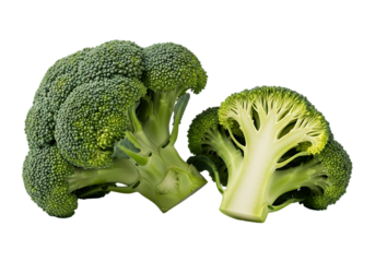 Fresh broccoli florets isolated on transparent background