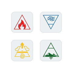 Four Elemental Symbols Representing Fire Water Air and Earth.