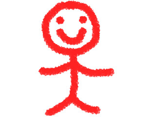 Hand drawn red stick figure isolated on transparent background simple design
