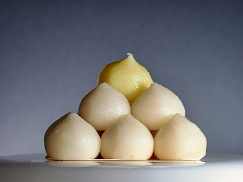 Tokyo, Japan - November 2, 2025: Tsukimi dango or Tsukimi dumplings for the moon festival or Moon viewing rice dumpling