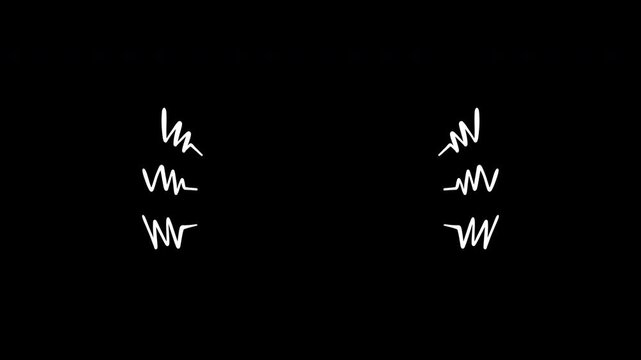 Handdrawn displays white cartoonish symbols of text emphasis and emotion in simple charming style animation