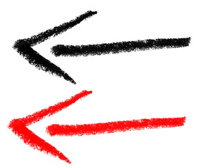 Hand drawn arrow pointing left isolated on transparent background for direction concept