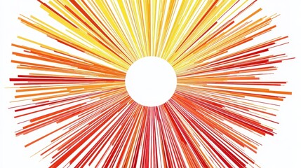 Obraz premium A bold sunburst chart clipart, data visualization element, radial layout, bright primary colors, isolated on white background.