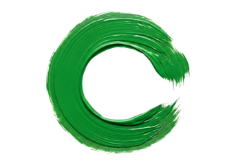 Green paint brush stroke letter c isolated on transparent background